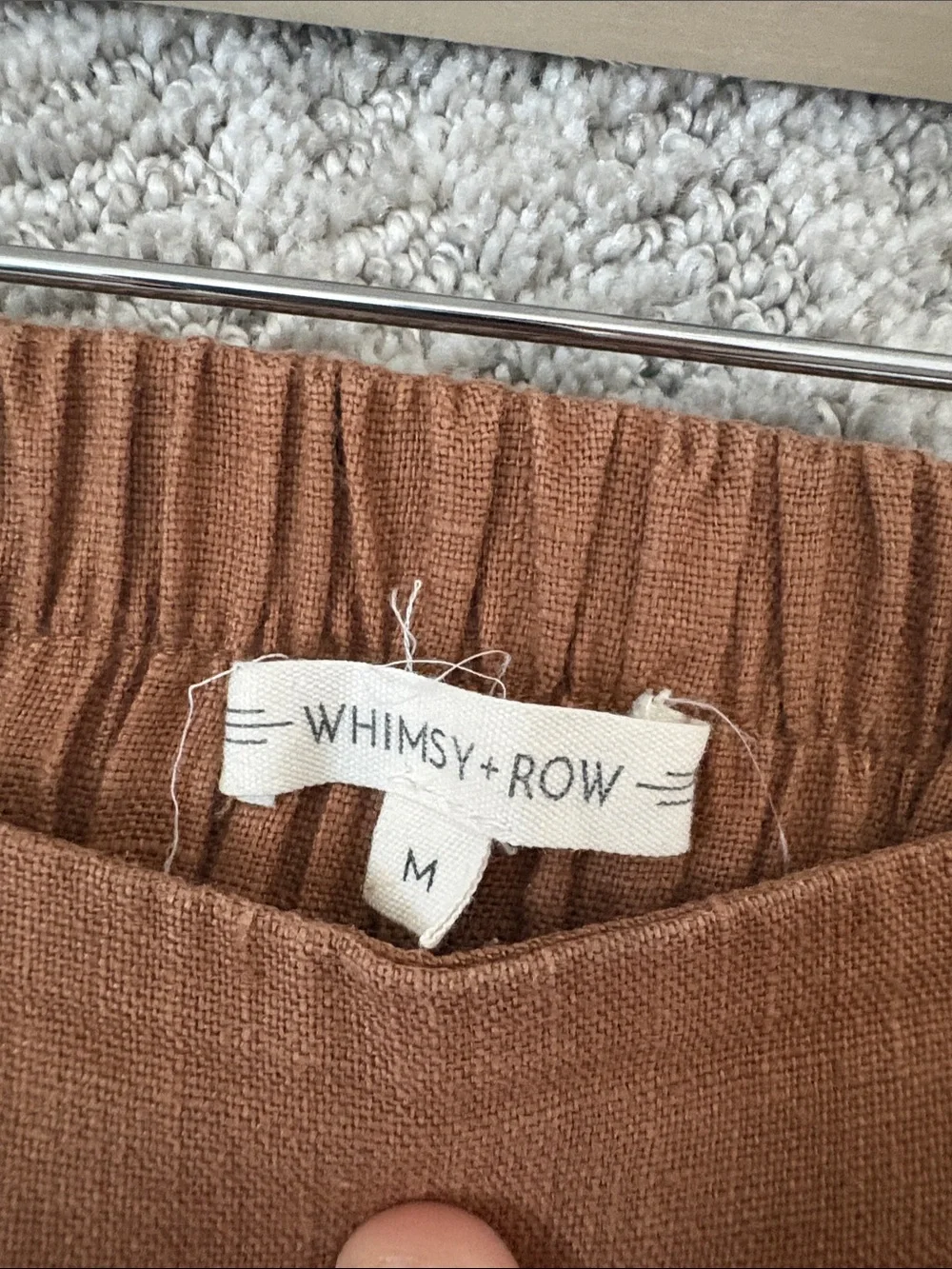 Whimsey+Row Rust Brown Linen Shorts
